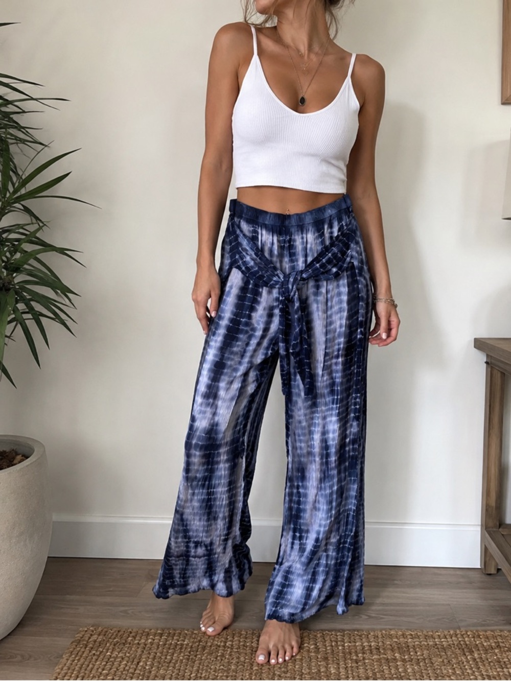 Greater Good Blue Tie Dye Wrap Pants Boho S/M